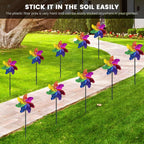 10 PCS Reflective Pinwheels for Yard and Garden Bird Devices Pre-Installed Sparkly Wind Spinner Deterrent to Scare Birds Away from Yard Patio Farm (Multicolor-2)