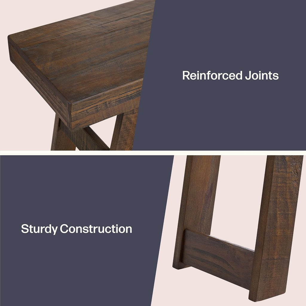 Alaterre Furniture Lawas Solid Wood Console Table, Brown, 56”x12”x32” | Modern Farmhouse Entryway Table, Easy Assembly Living Room Furniture for Behind the Couch, Entryway, or Hallway