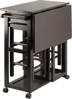 Winsome Suzanne Kitchen Table Set with Stools, Coffee, 33" | Convenient Sturdy Mobile Kitchen & Dining Room Table & Chairs with Storage for Small Spaces, Dorms, Apartments
