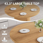 HIPIHOM Round Wooden Dining Table with Storage, 43.3” Wood Tabletop, 2-Piece Semi-Circle Design, Pedestal Base Dining Table for Kitchen & Dining Room, Natural Oak