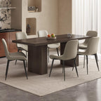 Farmhouse Dining Table for 4-6, 66.9" Modern Wood Kitchen Table with Double Pedestal Base, Rectangular Dining Table for Apartment & Living Room, Scratch-Resistant, Oak