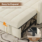 Nebuaegis Sleeper Sofa Bed,3-in-1 Convertible Pull Out Couch with Adjustable Backrest for Living Room,Loveseat Sofa Bed with Side Pockets,Easy Assembly,Beige,1 PCS