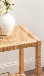 Kate and Laurel Rafina Coastal Rectangle Rattan Side Table, 22 x 14 x 24, Natural Brown, Transitional Boho Rectangular Woven Rattan End Table for Use as Living Room Decor Accent