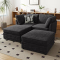 HOOOWOOO Cloud Sectional Couch,Modular L Shaped Sofa for Living Room,65x65 Free Combination 4 Seaters Couches Chaise Set with Ottomans(Wide Wale Plush Corduroy Charcoal Gray)
