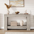 Garvee 47" Farmhouse 2-Tier Console Table for Entryway, Grey | Sofa Table with Storage, Sturdy U-Shaped Base, Long Entryway Table for Living Room, Easy Assembly
