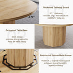 HSH 47” Round Dining Table for 4, Modern Farmhouse Wood Dinner Table with Octagon Pedestal Base, Circular Kitchen Dining Room Table for Home Apartment Living Room, Light Oak