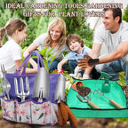 Gardening Tools Set, 11 Piece Garden Hand Tools, Garden Tools Set with Rust-Proof,Fashion and Durable Garden Tools Organizer Handbag Perfect Gardening Gifts for Mothers Day & Outdoor (Purple)