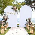 7.2FT White Arch Backdrop Cover - Polyester Fitted Wedding Arch Stand Covers Round Top Chiara Backdrop Arch Cover for Birthday Party Banquet Photo Background Decoration