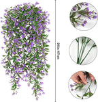 TOCHGREEN 4Pcs Artificial Hanging Plants Fern Vine, Faux Plastic Plants Fake Ivy Vine Greenery Garland with Purple Flower, Outdoor Indoor Decorations for Living Room Balcony Garden Wall Home Decor
