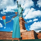 3 Pcs 12 ft Skeleton Accessories Skeleton Statue of Liberty Costume Kit with Crown and Torch Outfit Set Giant Sized Clothing for Outdoor Garden