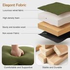 Olive Green Velvet Ottoman Set of 2, Modern Small Vanity Stool | Multi-Functional Ottoman Stool, Footrest for Couch, Flower Footstool for Makeup Room, Entryway and Living Room