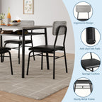 IDEALHOUSE Small Dining Table Set for 2, 3-Piece Dining Set with Storage Rack, Wood Kitchen Table with Upholstered Chairs, Square Table Set with Metal Legs Support, for Dining Room, Living Room, Grey