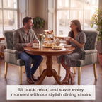 Upholstered Dining Chairs, Modern Fabric Dining Room Chairs with Arms, Tufted High Back Armchair with Solid Wood Legs for Dining Living Room, Kitchen, Brown