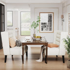 Andeworld Modern Loveseat Settee Bench Sofa Couch, Upholstered Banquette Dining Bench with Back for Dining Living Room Hallway or Entryway Seating,White