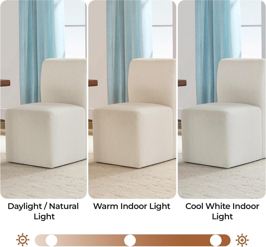 CHITA Dining Chairs with Casters Set of 4, Fully Assembled, Linen | FSC Certified Upholstered Armless Modern Rolling Dining Chairs with Rollers for Bedroom Reading Room Living Room