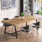 Tribesigns Dining Table for 8 People, 70.87-inch Rectangular Wood Kitchen Table with Strong Metal Frame, Vintage Large Long Dining Room Table for Big Family (Yellow Brown)
