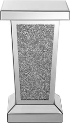 Silver Mirrored End Table with Crystal, Modern Side Accent Table, Square Small Coffee Table for Living Room, Bedroom,Office, Hallway, Entryway