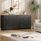 63" Fluted Sideboard Buffet Cabinet with Storage,Large Modern Accent credenza storage cabinet with Doors & Adjustable Shelves,Wood Coffee Bar Table Console for Dining Room Kitchen Living Room Entryway