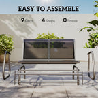Outsunny 2-Person Outdoor Glider Bench with Steel Frame, Black | Double Swing Rocking Chair, Loveseat, for Outside Patio, Backyard, Garden, Porch, Powder Coated