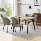 TUKAILAi Modern Dining Chairs Set of 6, Faux Leather Upholstered Kitchen Chairs with Curved Backrest & Metal Legs, Comfy Accent Side Chairs for Guest Reception Restaurant Commercial (Light Grey)