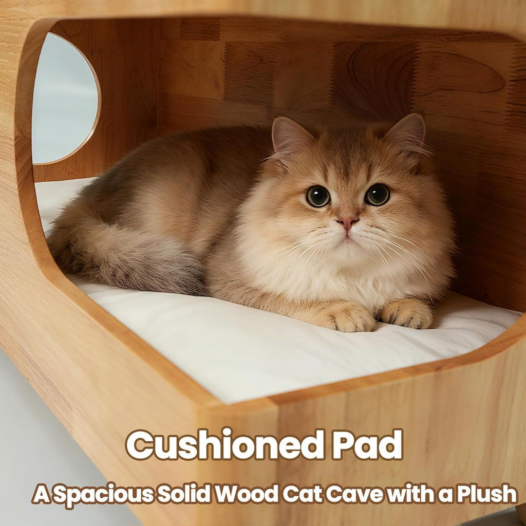 Brelice Sofa Armrest Side Table with Hidden Cat Bed and Storage, Chenille Couch Arm Rest Organizer for Sectional Sofa, Left/Right Side for Living Room