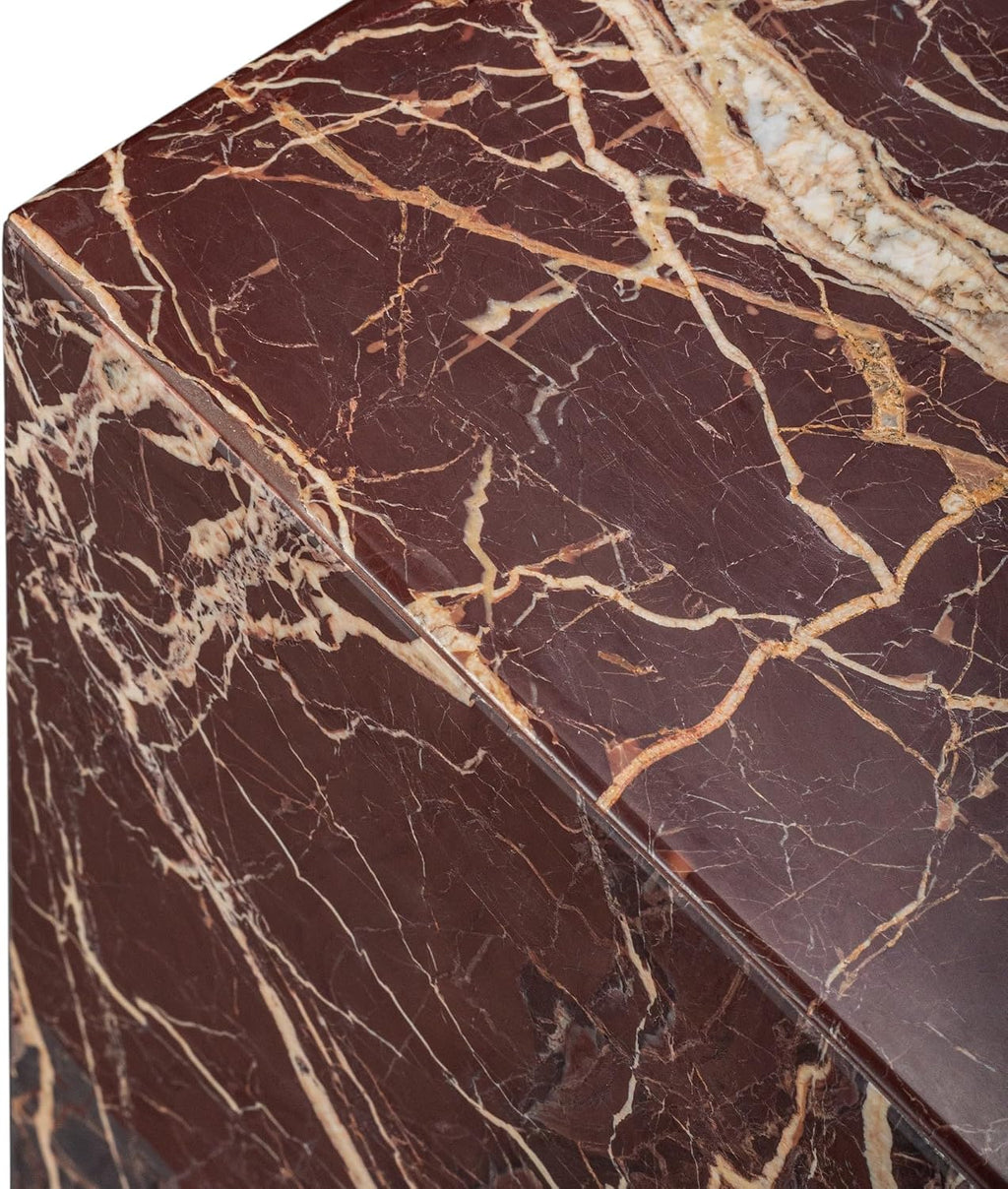 HomeRoots 20" Red Marble Square Block End Table