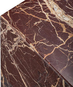 HomeRoots 20" Red Marble Square Block End Table