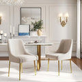 Hyfirm Modern White Dining Room Chairs Set of 2, Upholstered Velvet Dining Chair with Gold Metal Legs Accent Side Chairs for Living Room Kitchen