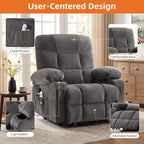 Power Lift Recliner Chair for Elderly,8-Point Vibration Massage & Heat,Electric Lift Chair with Two Cup Holders,4 Side Pockets,Extended Footrest for Living Room