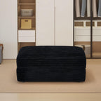 Modern Corduroy Sofa Storage Ottoman, Upholstered Memory Foam Footrest (Black Footrest)