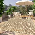 Waterproof Outdoor Rug 5x8 ft, Reversible Plastic Straw Mat, Large Floor Mat for Patio, Camping, Picnic, Backyard RV, Deck, Beige