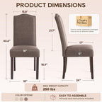 Upholstered Dining Chair Modern Stylish Kitchen Diner Fabric Set of 4 | Fabric Silver Nailhead Trim & Wood Legs, High Back, Living Room Restaurant Farmhouse Cafe, Mid Century Accent