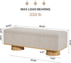 Tribesigns 50.39" Storage Bench with Padded Seat Cushion, Upholstered Shoe Bench with Flip Up Storage for Bedroom, Living Room, Entryway, Load up to 330 lb, Beige + Wood Color