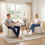 Swivel Accent Chairs Set of 2, 360° Comfy Barrel Swivel Club Armchair, Modern Reading Chair for Living Room, Bedroom, Office, Balcony, Entryway