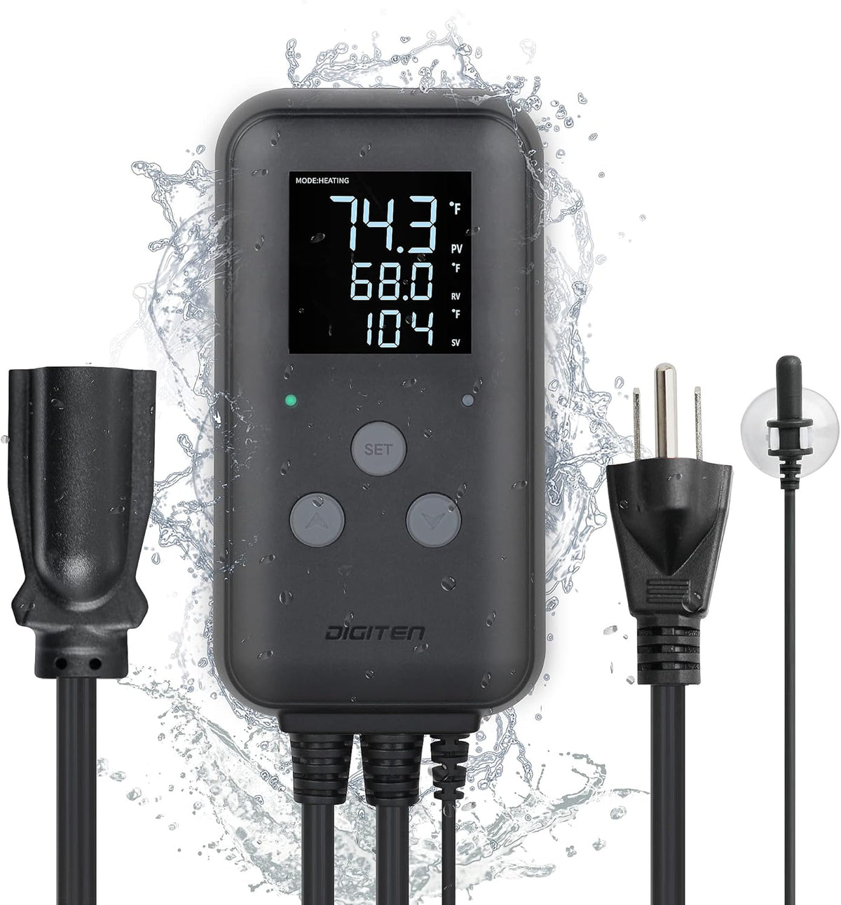 DIGITEN Heat Mat Thermostat Waterproof Temperature Controller DTC315 Greenhouse Aquarium Plug in Thermostat for Seedlings 15A Reptiles Temperature Controller Outlet