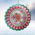 Mandala Manjusaka Wind Spinner - 12″ Stainless Steel Hanging Sculptures | 3D Kinetic Laser Cut Metal Art Decoration for Yard/Garden/Indoor, Creative Decor Gift