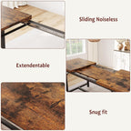 IDEALHOUSE 3 Piece Dining Table Set for 4-6, 63" Extendable Thick Metal Frame Kitchen Table with 2 Upholstered Benches Set for 6, Rectangle Wooden Dinette Table Set for Dining, Apartment, Retro Brown