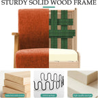 Home Accent Chair Mid Century Modern Accent Chair with Wood Frame, Lounge Upholstered Armchair, Reading Chair, Sturdy Base,For Living Room, Bedroom,Office,Comfy Guest Waiting Room Chairs,Orange