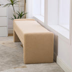 Shoe Bench for Entryway, 66.9''W Modern Boucle King Size End of Bed Bench for Bedroom, Cloakroom, Window, Wheat.