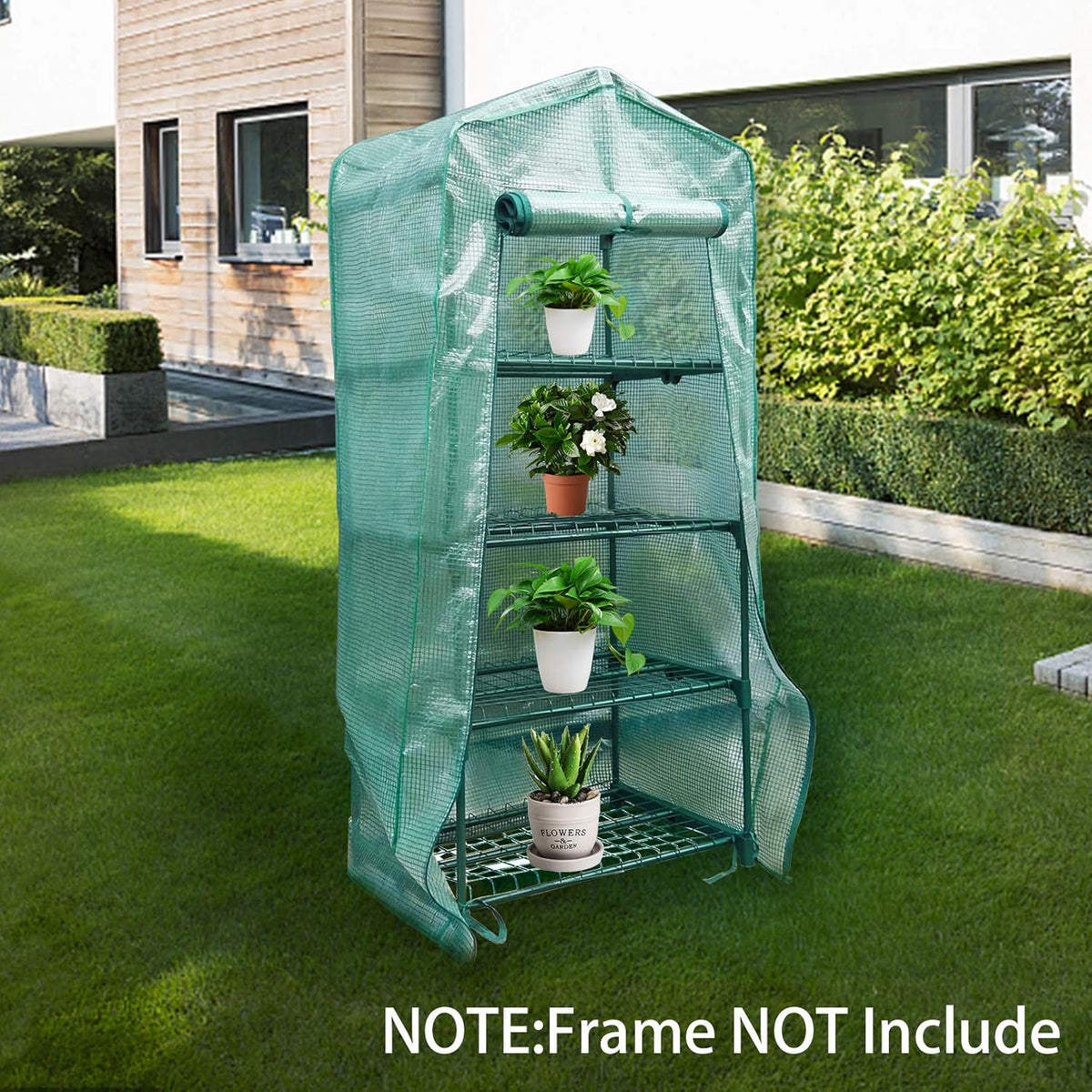 Sfcddtlg 4 Tier Greenhouse Replacement Cover, 63" x 27.2" x 19.3" PE Plant Greenhouse Cover with Roll-Up Zipper Door for Indoor Outdoor Gardening Plants Cold Frost Wind Rain Proof (Frame NOT Included)