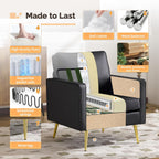 VINGLI Faux Leather Accent Chairs Set of 2 with Gold Legs for Living Room | Brown Armchair, Thick Foam Cushion, Durable Faux Leather PU, Sturdy 380 LB Frame, Elegant Gold Legs, Compact Modern Design