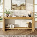 70" Console Table for Entryway, Narrow Long Sofa Table Behind Couch, Wood Couch Table with Open Storage, Easy Assembly Entryway Table for Living Room, Hallway, Foyer, Couch, Natural Oak