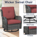 Patio Furniture Set with Swivel Chairs, 5 Pieces Outdoor Wicker Furniture Set with Patio Swivel Rocker Chairs for Patio, Yard, Deck, Porch, Poolside