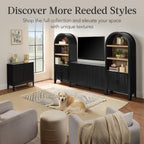 Best Choice Products 55" Modern 4-Door Sideboard Storage Cabinet, Buffet, Media Cabinet, Cupboard, Entryway Accent Table, Bookcase w/Reed Panels and Adjustable Shelves - Black