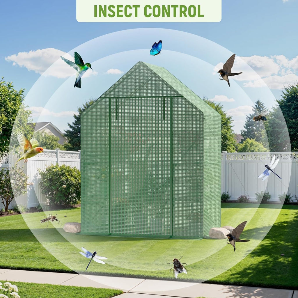 Portable Greenhouse for Outdoor, Small Greenhouses with Durable PE Cover, Walk in Greenhouse with Shelves Stands,Green