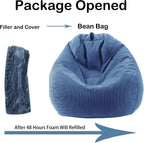 LPMOERA 3FT Memory Foam Filling Bean Bag Chair Blue | Skin-Friendly,Hidden Zipper,Home Decor,Suitable For Rest & Lounge,Pull-Handle