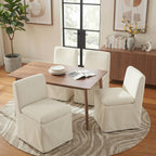 KISLOT Upholstered Dining Chairs Set of 2 with Casters, Modern Armless Kitchen Chairs with Removable Washable Cover, Chenille Velvet Fabric, Sturdy Metal & Wood Frame, 19.5" Seat Height, Linen