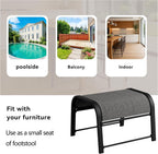 Outdoor Footstool Ottoman with Sturdy Metal Frame & Breathable Textilene Fabric, All-Weather Portable Footrest for Patio, Lawn, Garden, Poolside, Balcony, Camping, Porch & Indoor Use (2, Black)