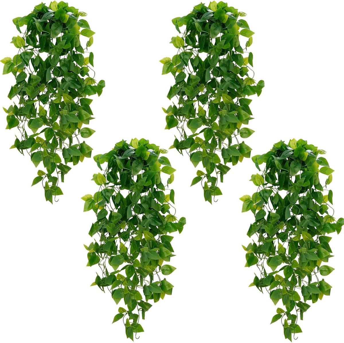 BLEUM CADE Fake Hanging Plants, 4pcs Artificial Hanging Plant, Faux Pothos Vines Hanging Plant Greenery for Wall Home Living Room Indoor Outdoor Decor (No Baskets)