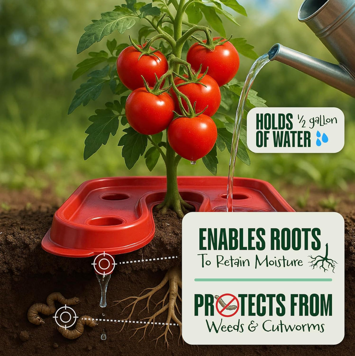 DALEN Gardeneer Tomato Tray Super Boost – Increases Tomato Plant Yield up to 40% – Easy to Install – 12" Wide x 12" deep x 3.5" high – Pack of 3